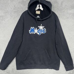 VTG Hardwood Classics Orlando Magic Hoodie Mens XL Black NBA Tech Patch Logo Y2K
